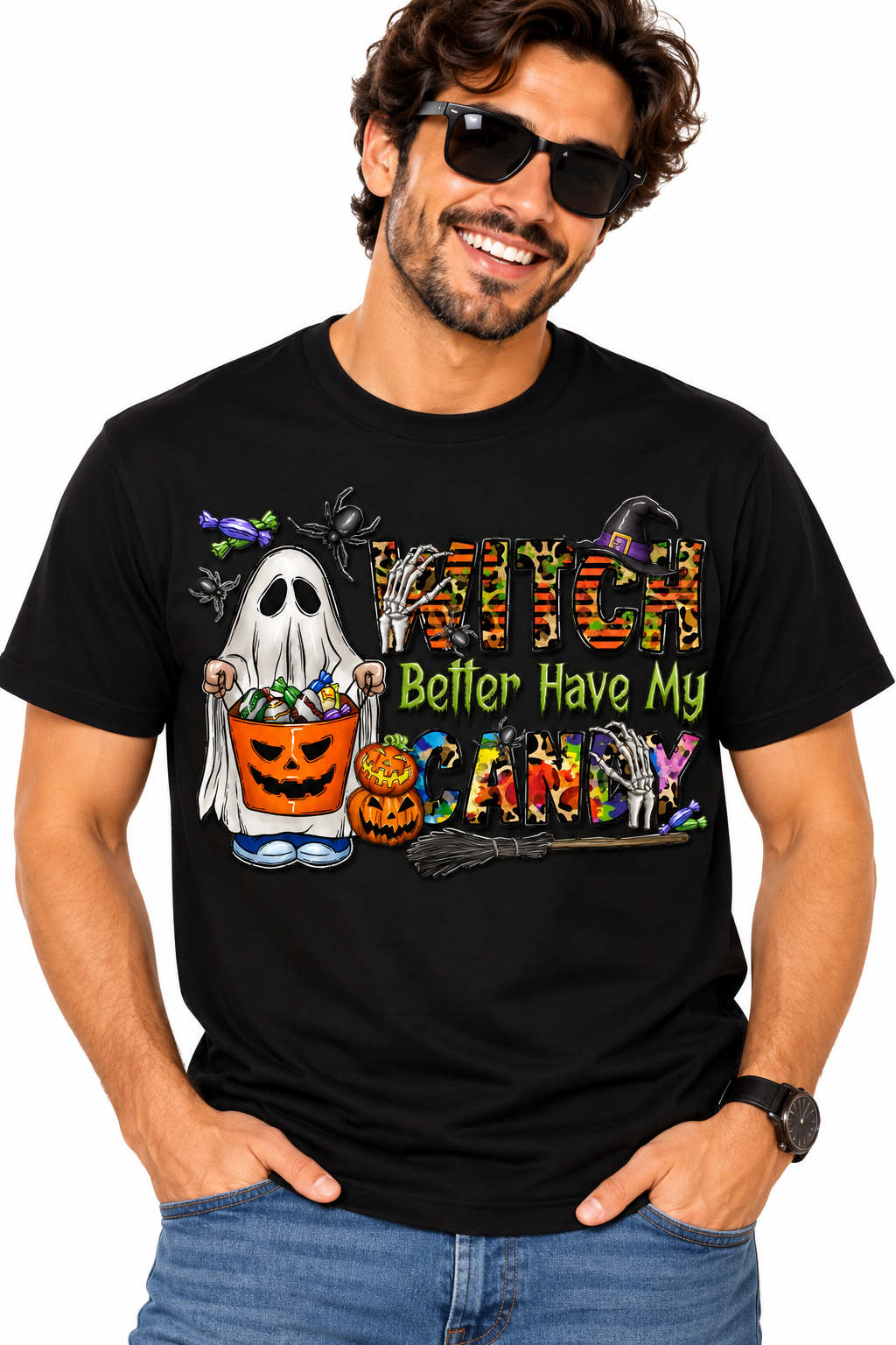 Halloween Graphic T-Shirt for Men, Women & Kids | Unisex Ghost & Pumpkin Tee – Multiple Colors