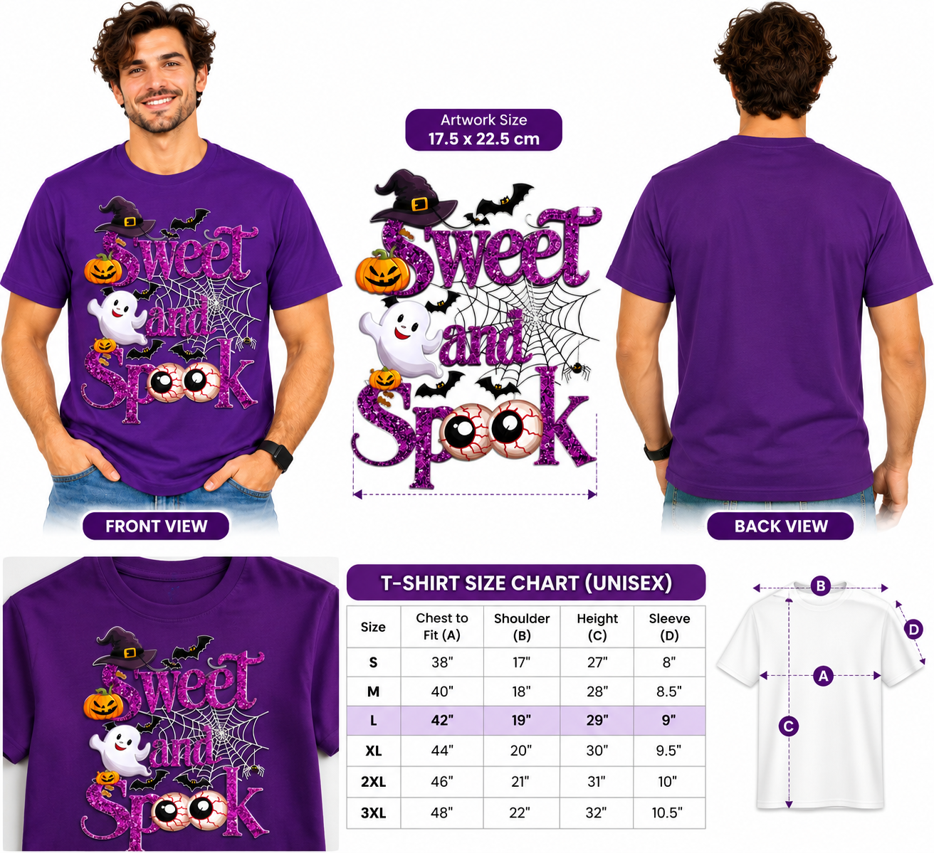 Halloween Graphic T-Shirt for Men, Women & Kids – Sweet & Spooky Unisex Tee | Multiple Colors