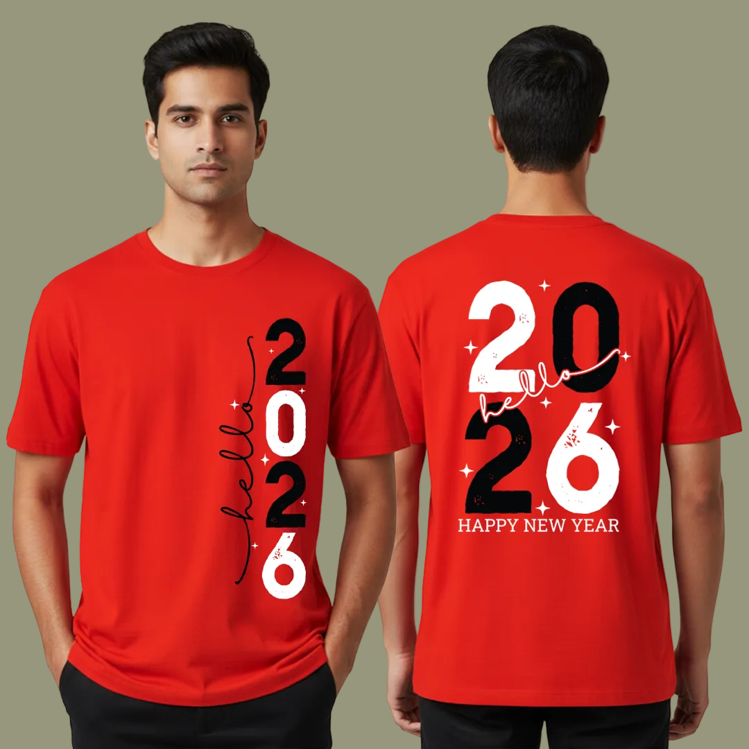 Hello 2026 Family Matching New Year's Eve Shirts - Matching T-shirts for Romper, Kids & Adults - 2026 New Year Party Family Reunion Tees