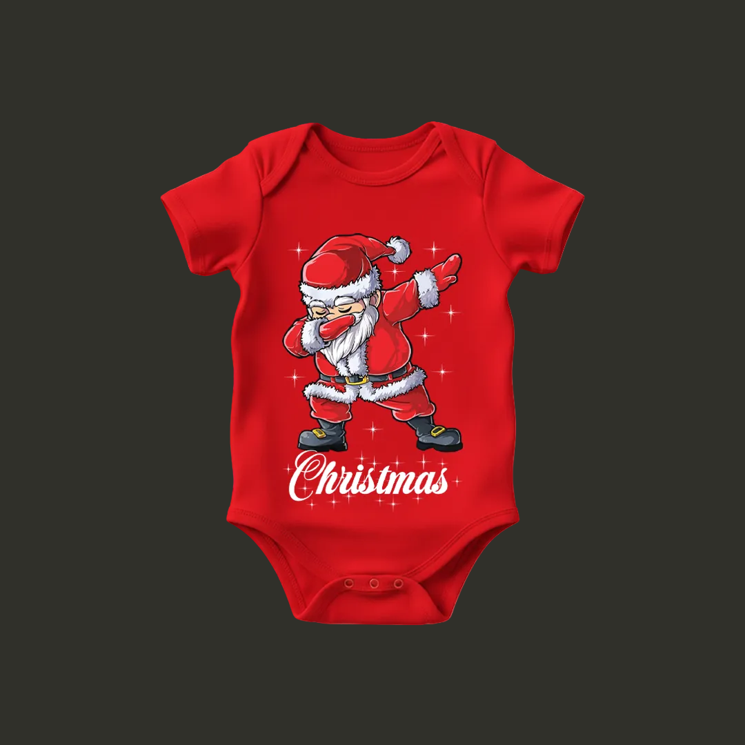 Red Dabbing Santa Claus Family Matching T-Shirts - Funny Christmas Outfit Set - Holiday Photo Tees
