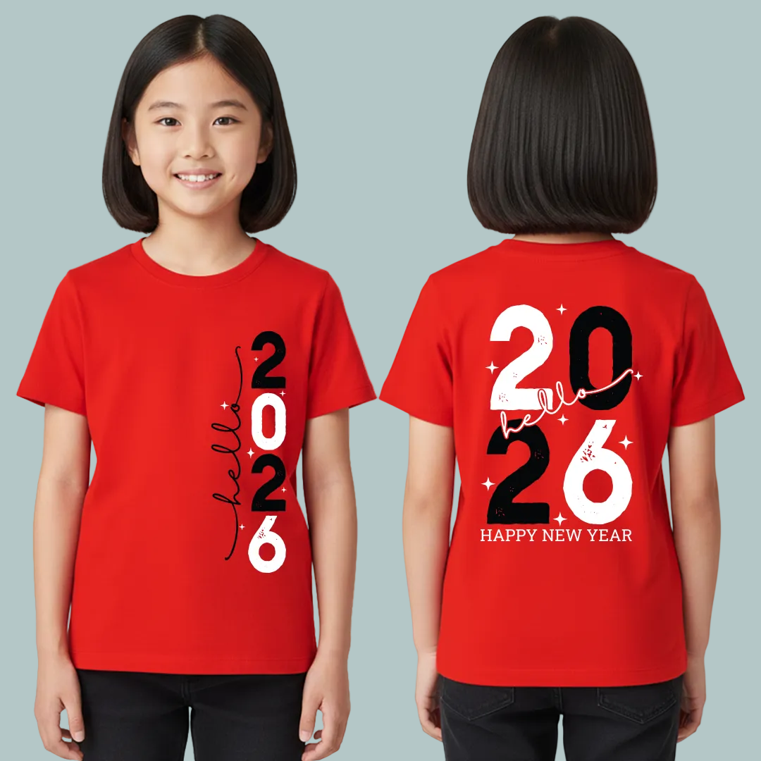 Hello 2026 Family Matching New Year's Eve Shirts - Matching T-shirts for Romper, Kids & Adults - 2026 New Year Party Family Reunion Tees