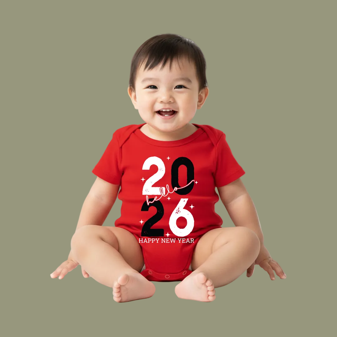 Hello 2026 Family Matching New Year's Eve Shirts - Matching T-shirts for Romper, Kids & Adults - 2026 New Year Party Family Reunion Tees