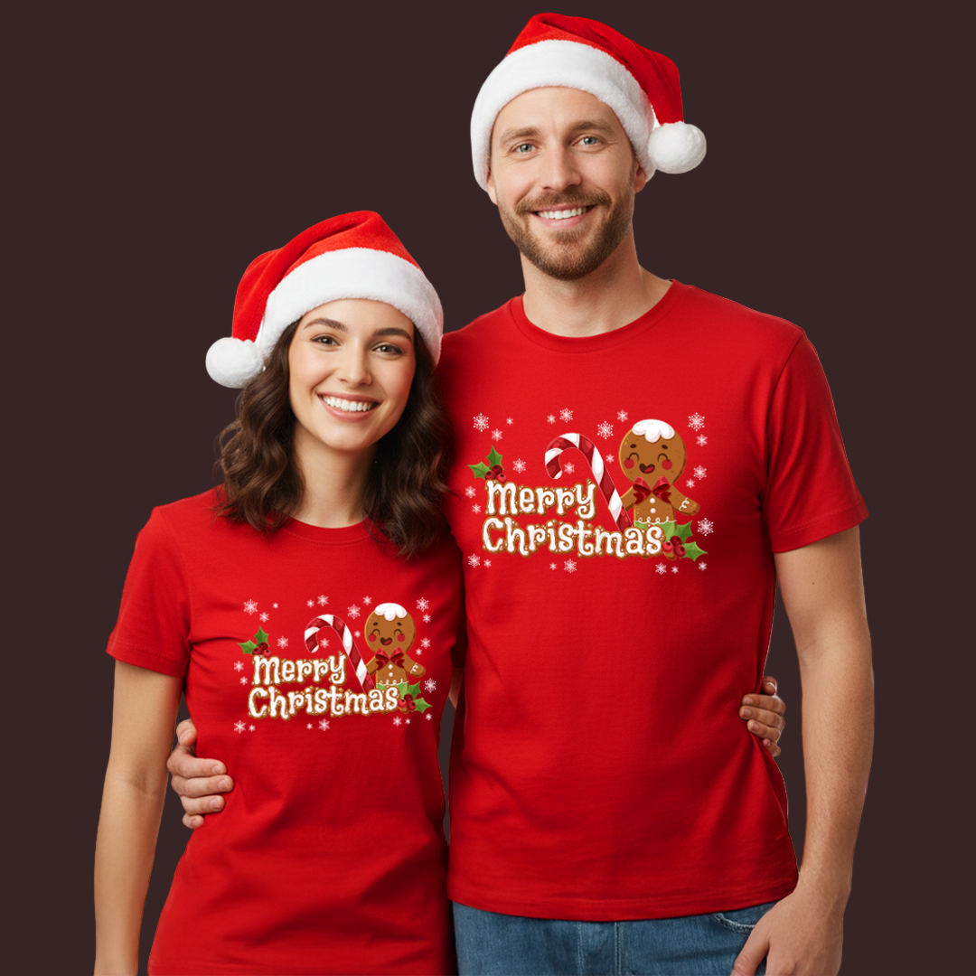 Merry Christmas cute candy and Gingerbread T-shirts | Gingerbread Graphic T-shirt