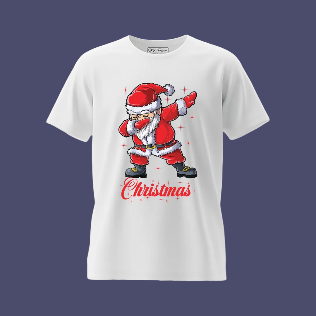 Red Dabbing Santa Claus Family Matching T-Shirts - Funny Christmas Outfit Set - Holiday Photo Tees