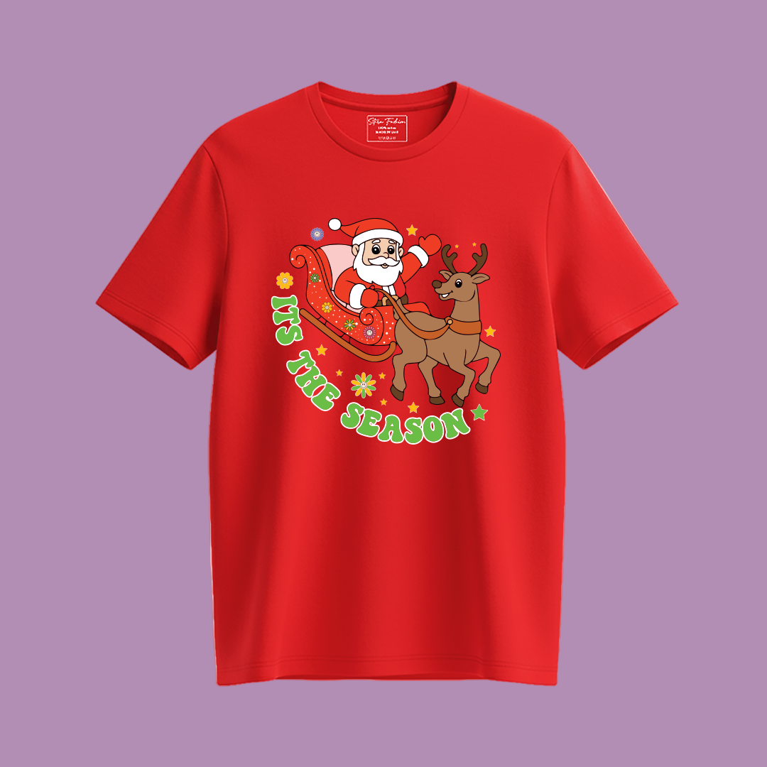 Christmas season T-shirt | Santa Sleigh reindeer t-shirt | Santa t-shirt Matching Family outfit