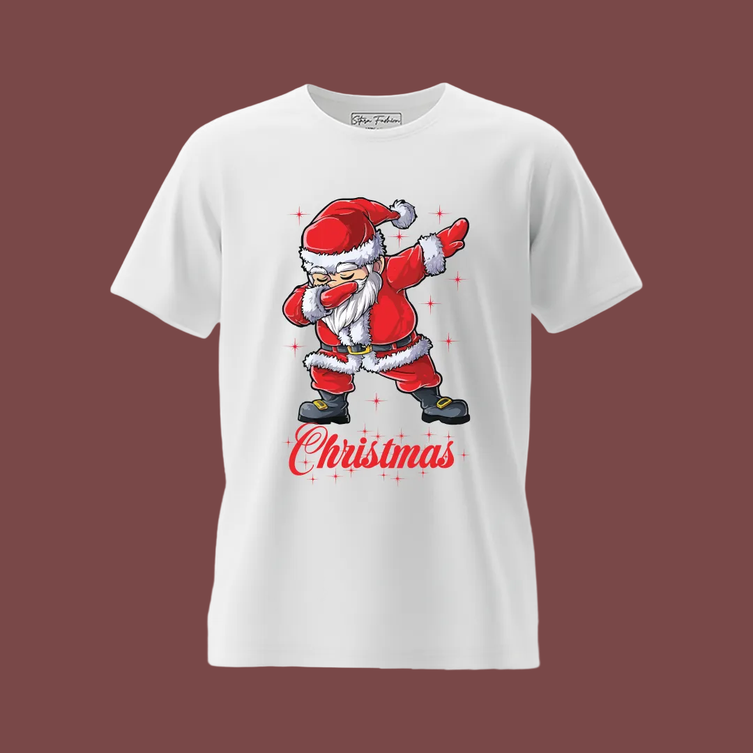 Red Dabbing Santa Claus Family Matching T-Shirts - Funny Christmas Outfit Set - Holiday Photo Tees