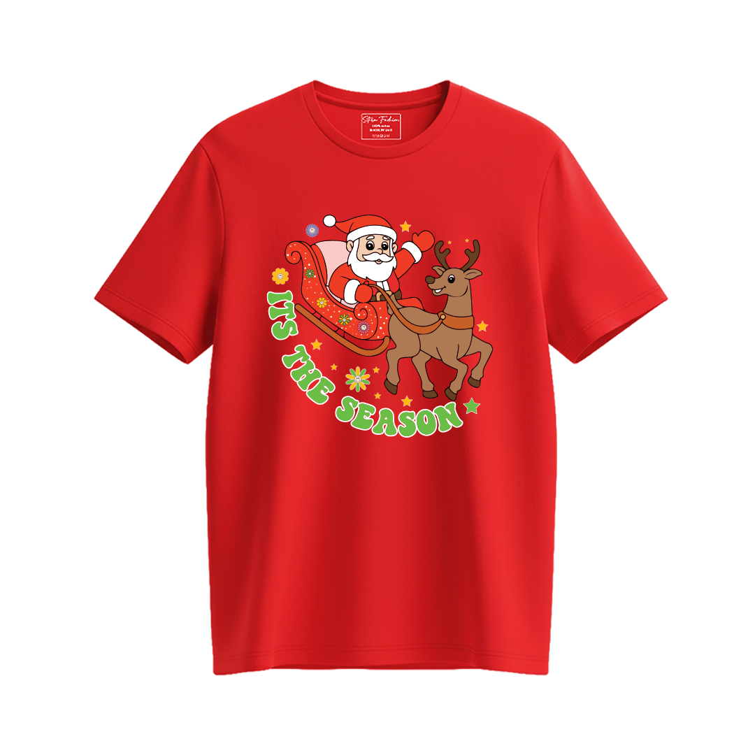 Christmas season T-shirt | Santa Sleigh reindeer t-shirt | Santa t-shirt Matching Family outfit