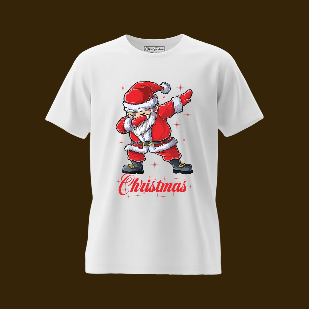 Red Dabbing Santa Claus Family Matching T-Shirts - Funny Christmas Outfit Set - Holiday Photo Tees