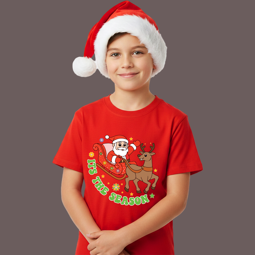 Christmas season T-shirt | Santa Sleigh reindeer t-shirt | Santa t-shirt Matching Family outfit