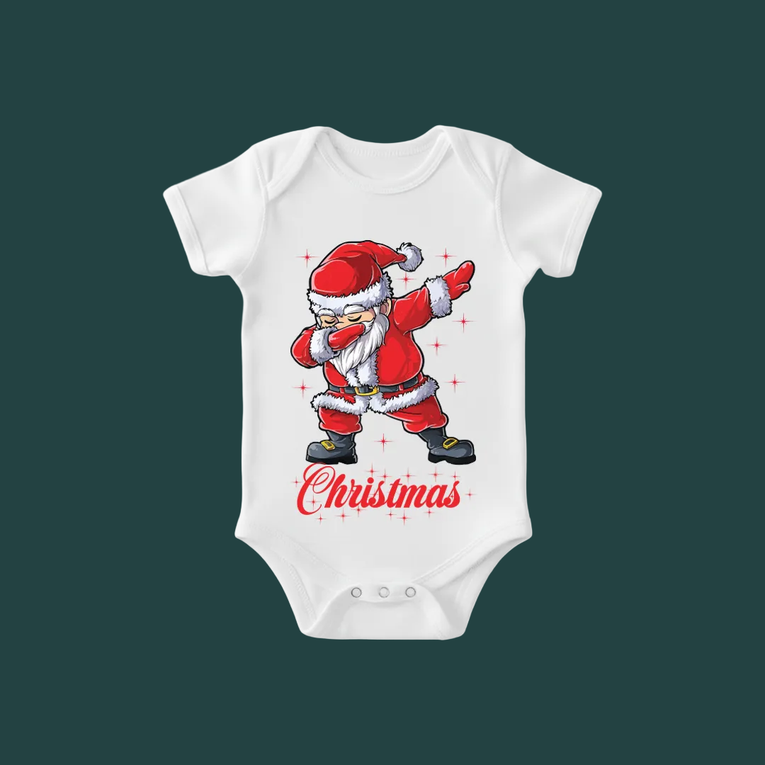Red Dabbing Santa Claus Family Matching T-Shirts - Funny Christmas Outfit Set - Holiday Photo Tees