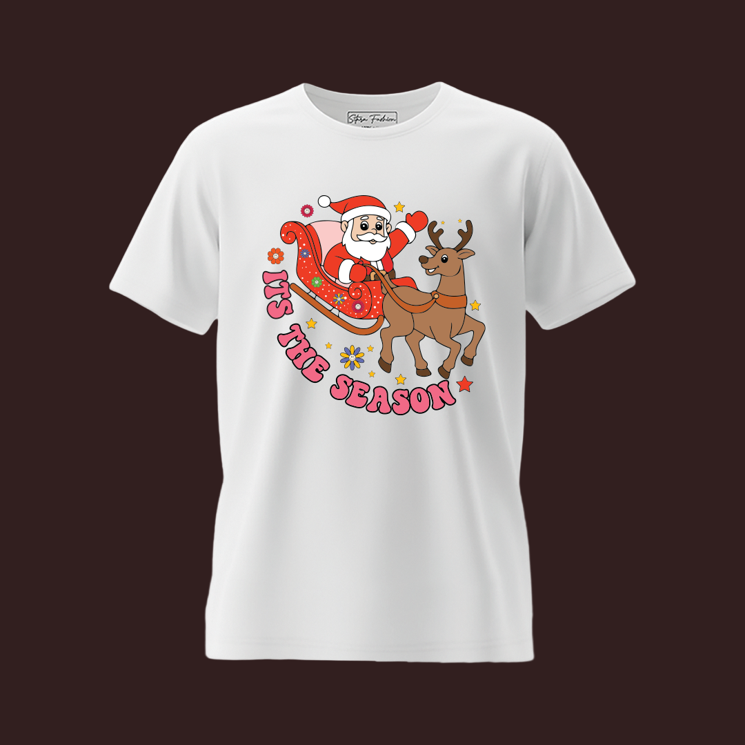 Christmas season T-shirt | Santa Sleigh reindeer t-shirt | Santa t-shirt Matching Family outfit