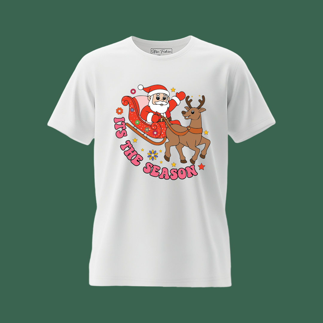 Christmas season T-shirt | Santa Sleigh reindeer t-shirt | Santa t-shirt Matching Family outfit