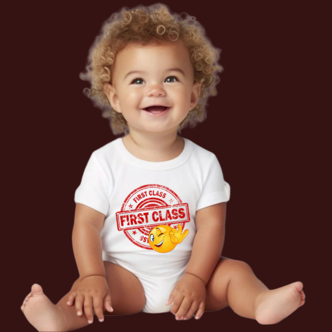 FIRST CLASS, 100% Cotton Bodysuit,TRAVEL Outfit