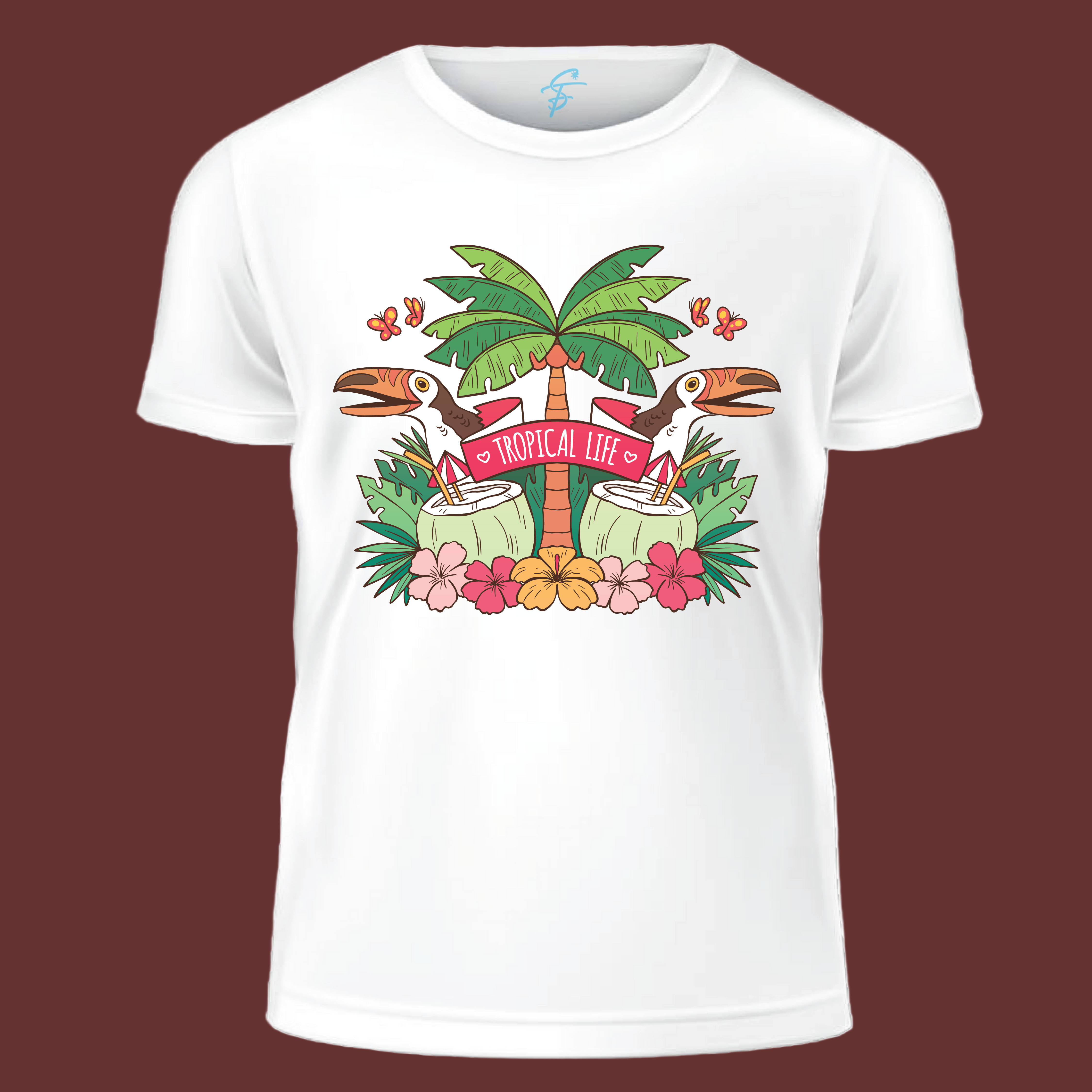 Kawaii Tropical Life T-Shirt  Cute Palm Tree & Toucan Graphic Tee  Summer Beach Vacation Gift for Men & Women