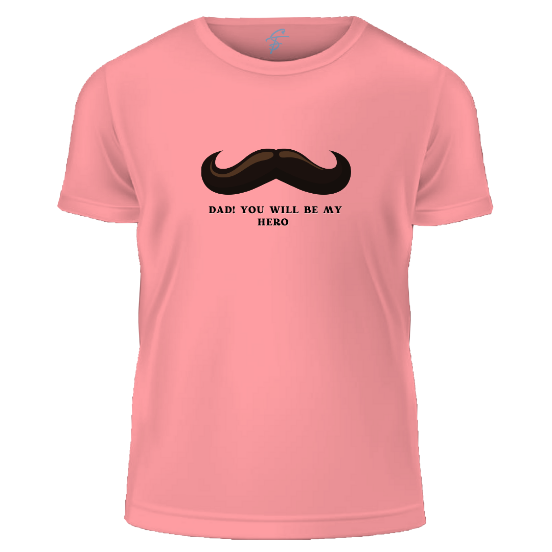 Kids Mustache Print T-shirt, 100% Cotton, Dad Hero Design, Father's Day