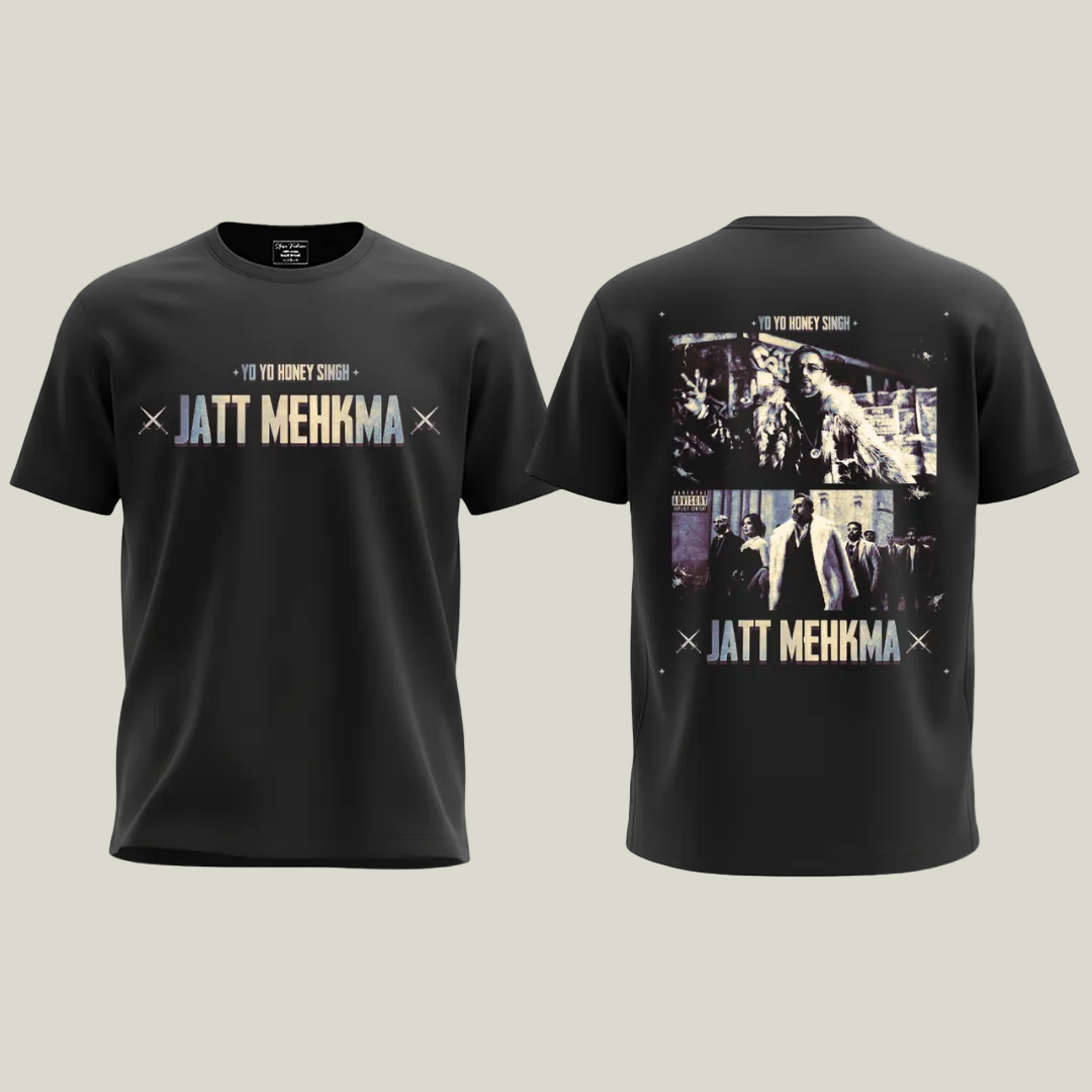 Jatt Mehkma Yo Yo Honey Singh Photo Print T-Shirt | Black Premium Cotton Round Neck Tee | Legendary Desi Rapper Merch