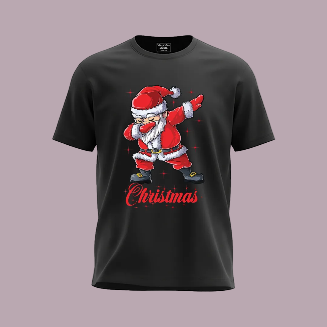 Red Dabbing Santa Claus Family Matching T-Shirts - Funny Christmas Outfit Set - Holiday Photo Tees