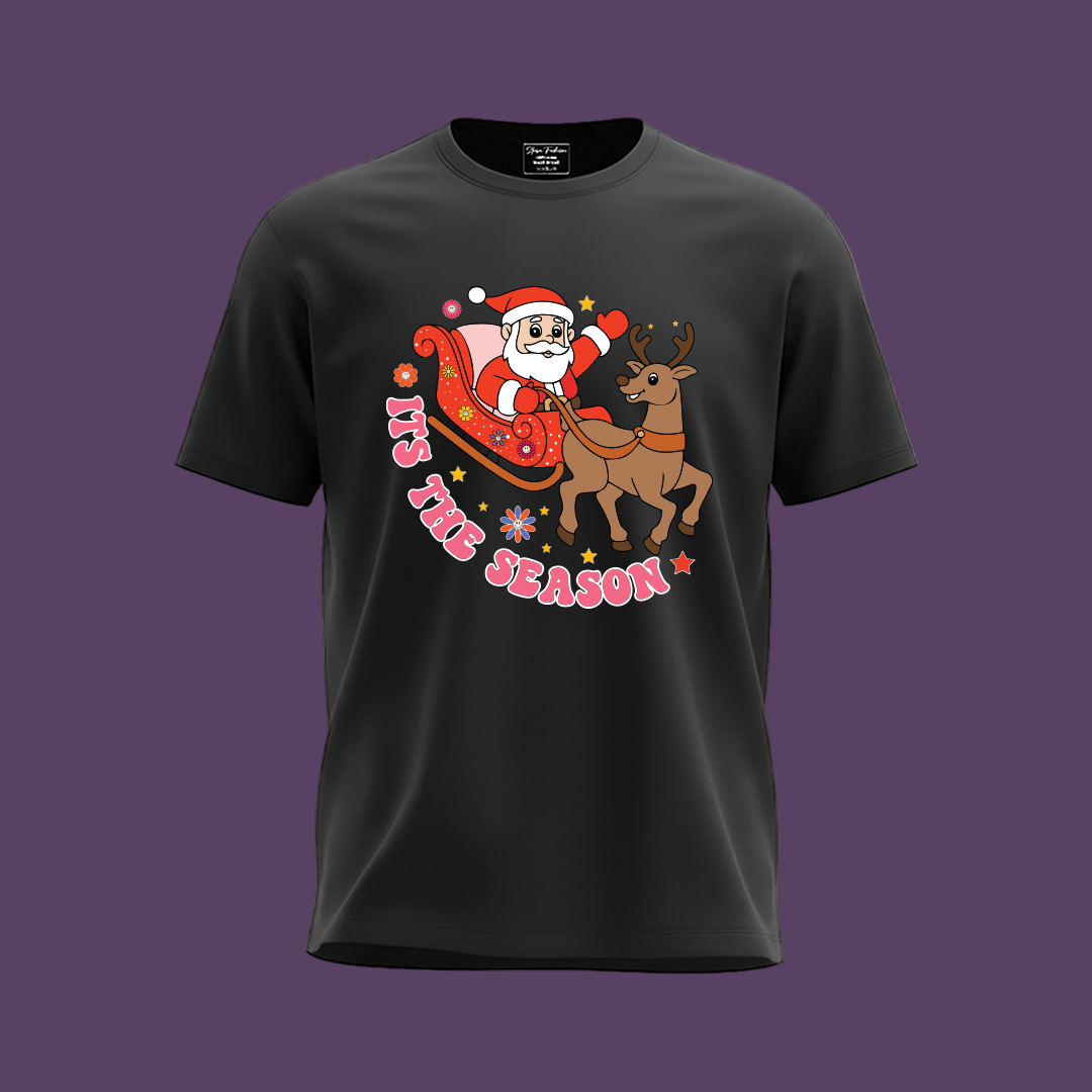 Christmas season T-shirt | Santa Sleigh reindeer t-shirt | Santa t-shirt Matching Family outfit