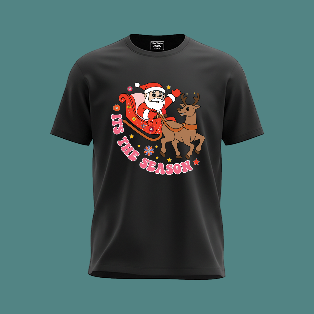 Christmas season T-shirt | Santa Sleigh reindeer t-shirt | Santa t-shirt Matching Family outfit