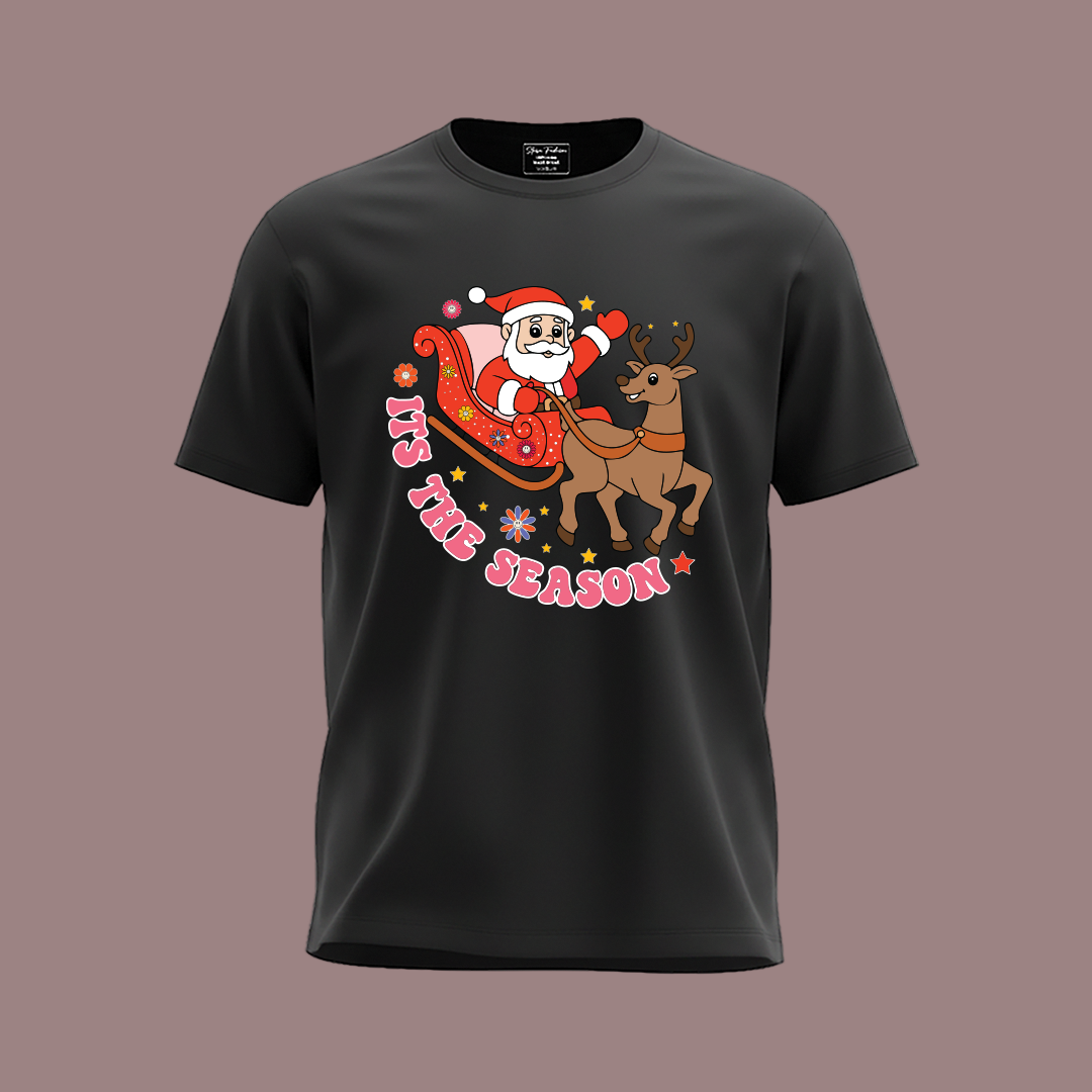Christmas season T-shirt | Santa Sleigh reindeer t-shirt | Santa t-shirt Matching Family outfit