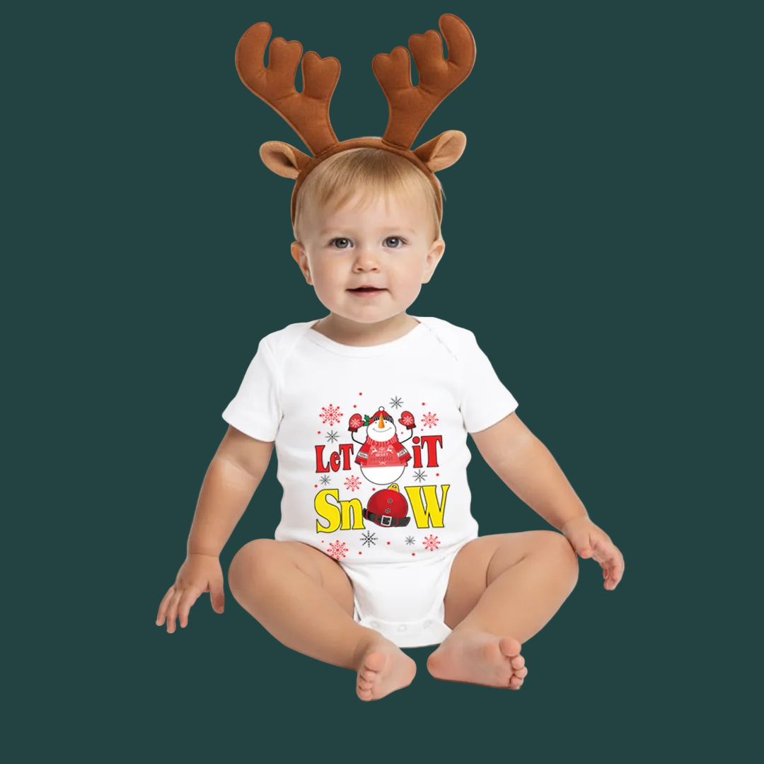 Baby's First Christmas 'Let It Snow' Onesie | Newborn Xmas Photoshoot Outfit