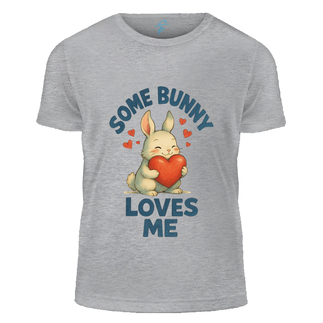 Some Bunny Loves Me Graphic T-Shirt, 100% Cotton, Cute Bunny Heart Design, Women's Casual Short Sleeve Top