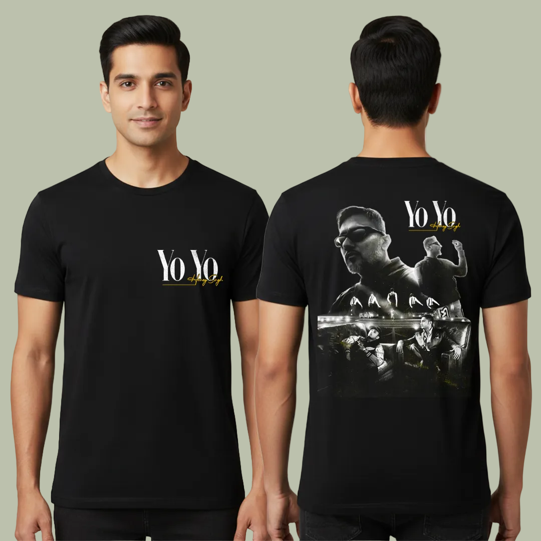 Urban Legend Yo Yo Honey Singh Graphic Tee - Black Streetwear T-Shirt - Unisex Hip Hop Fan Apparel - High-Quality "Yo Yo" Signature Print
