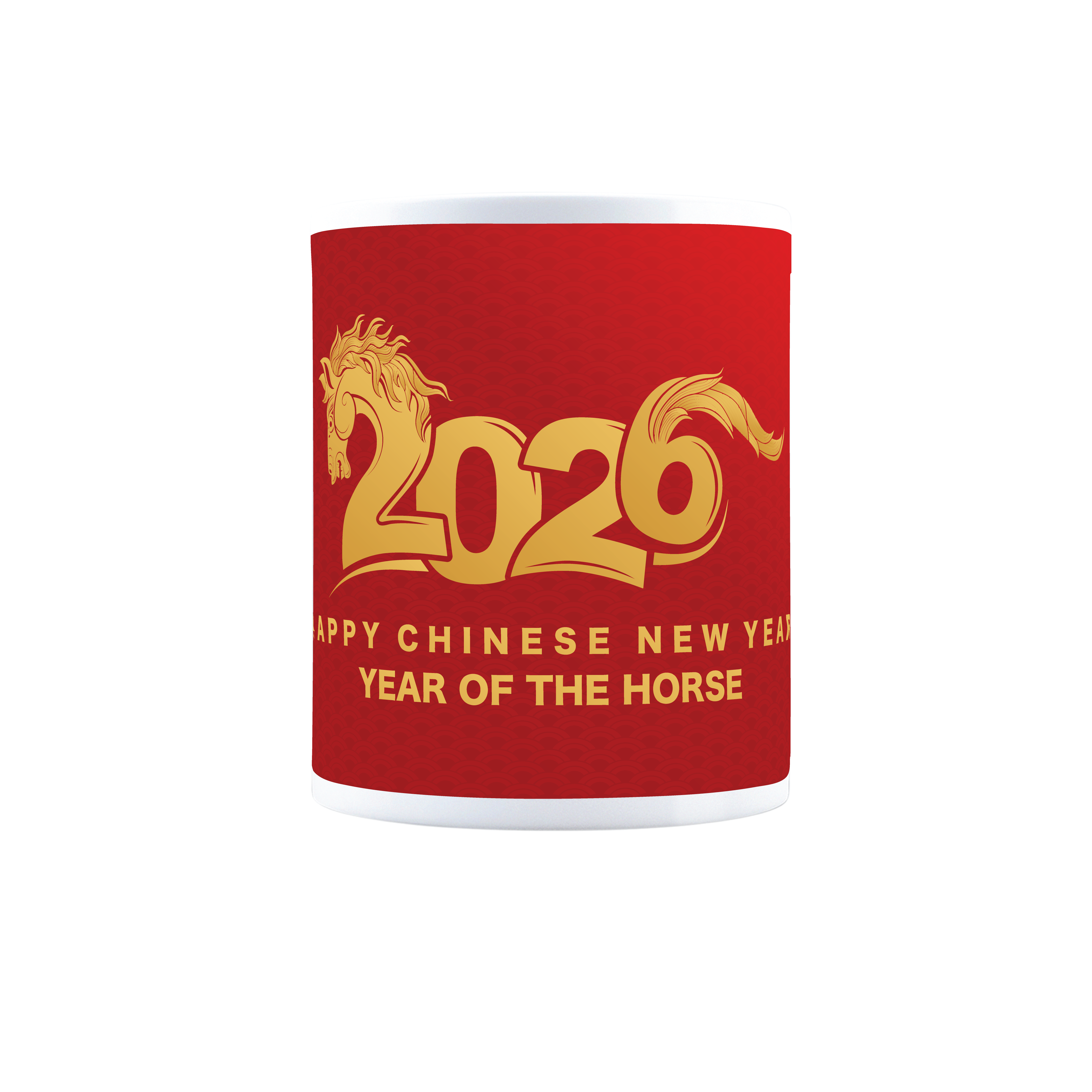 remium 2026 Year of the Horse Mug - Gold Foil Style Lunar New Year Ceramic Cup - Red Zodiac Gift for Prosperity
