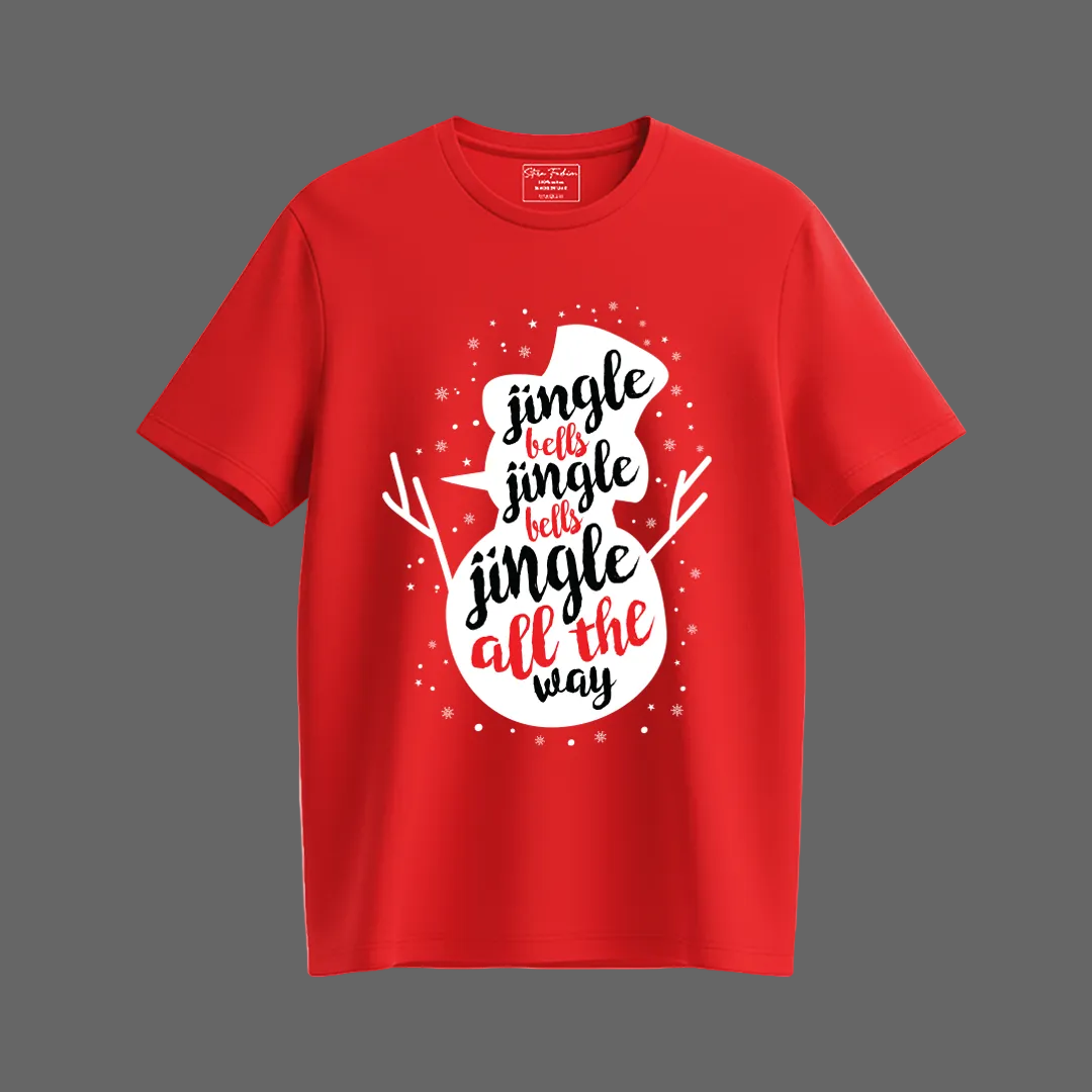 Red Christmas Family Tees  Snowman "Jingle Bells" Theme