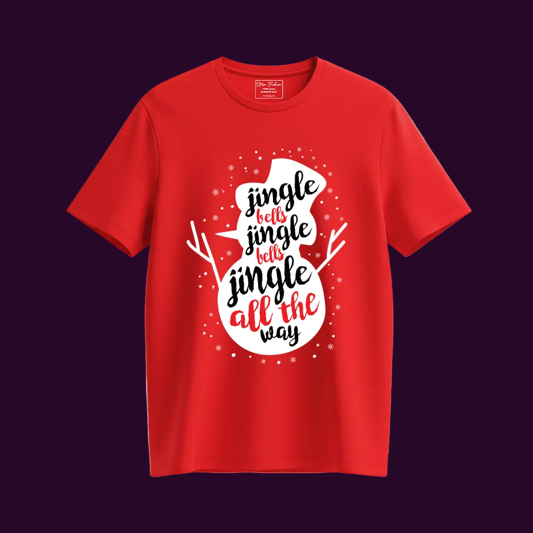 Red Christmas Family Tees  Snowman "Jingle Bells" Theme