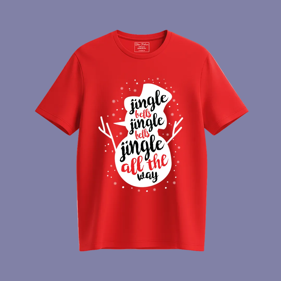 Red Christmas Family Tees  Snowman "Jingle Bells" Theme