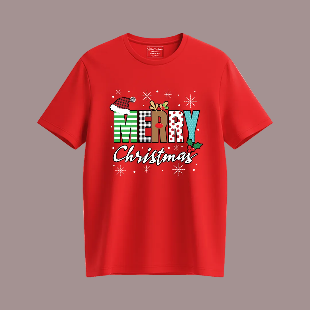 Family Christmas Outfit - Red Merry Christmas Graphic Shirt for Parents  Kids & Rompers