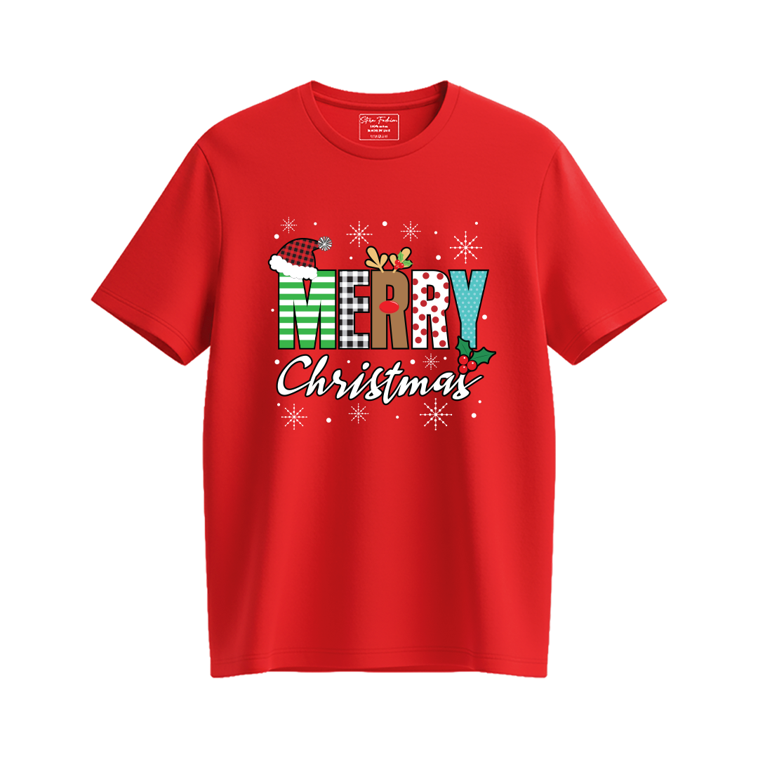 Family Christmas Outfit - Red Merry Christmas Graphic Shirt for Parents  Kids & Rompers
