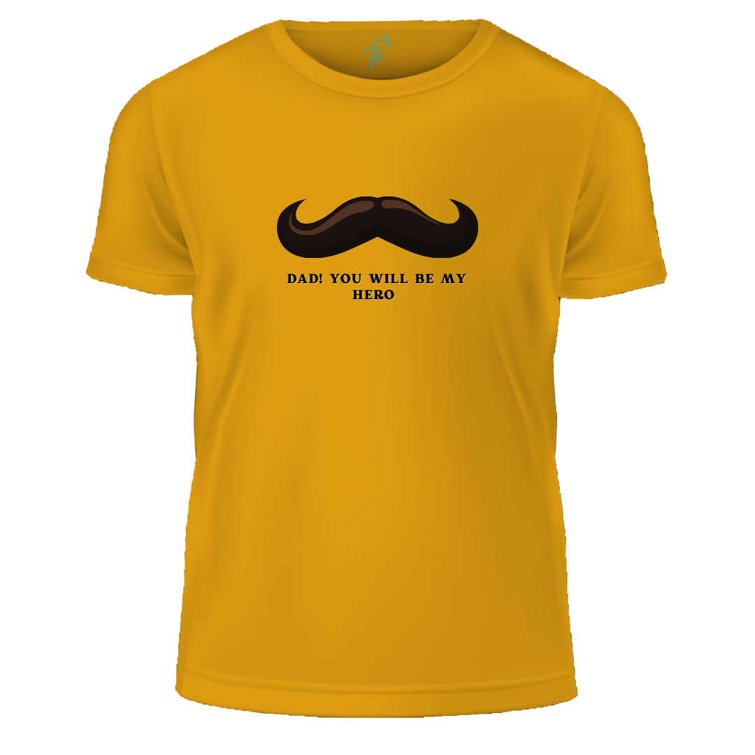 Kids Mustache Print T-shirt, 100% Cotton, Dad Hero Design, Father's Day