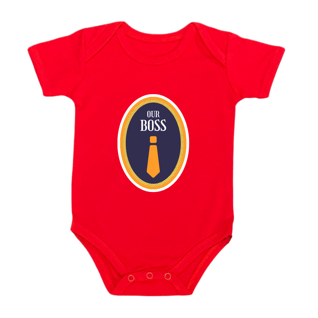 Our Boss Baby Bodysuit, 100% Cotton Romper with Tie Design, Infant Special Occasion Outfit