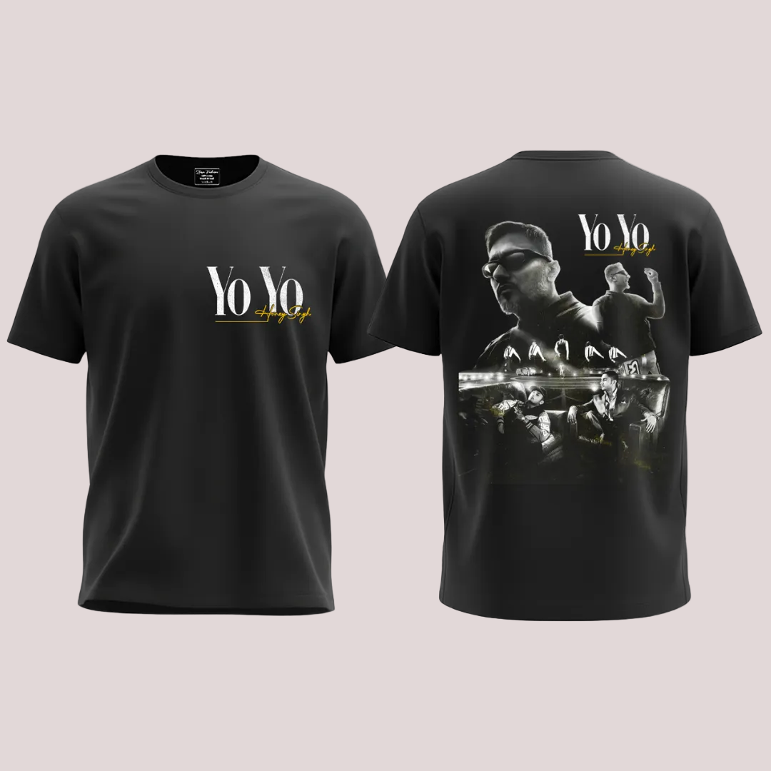 Urban Legend Yo Yo Honey Singh Graphic Tee - Black Streetwear T-Shirt - Unisex Hip Hop Fan Apparel - High-Quality "Yo Yo" Signature Print