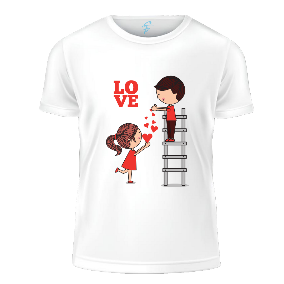 Love Ladder Design Print, Gift, Short Sleeve, Set of 2 PCS - Couple Tshirt for Couples