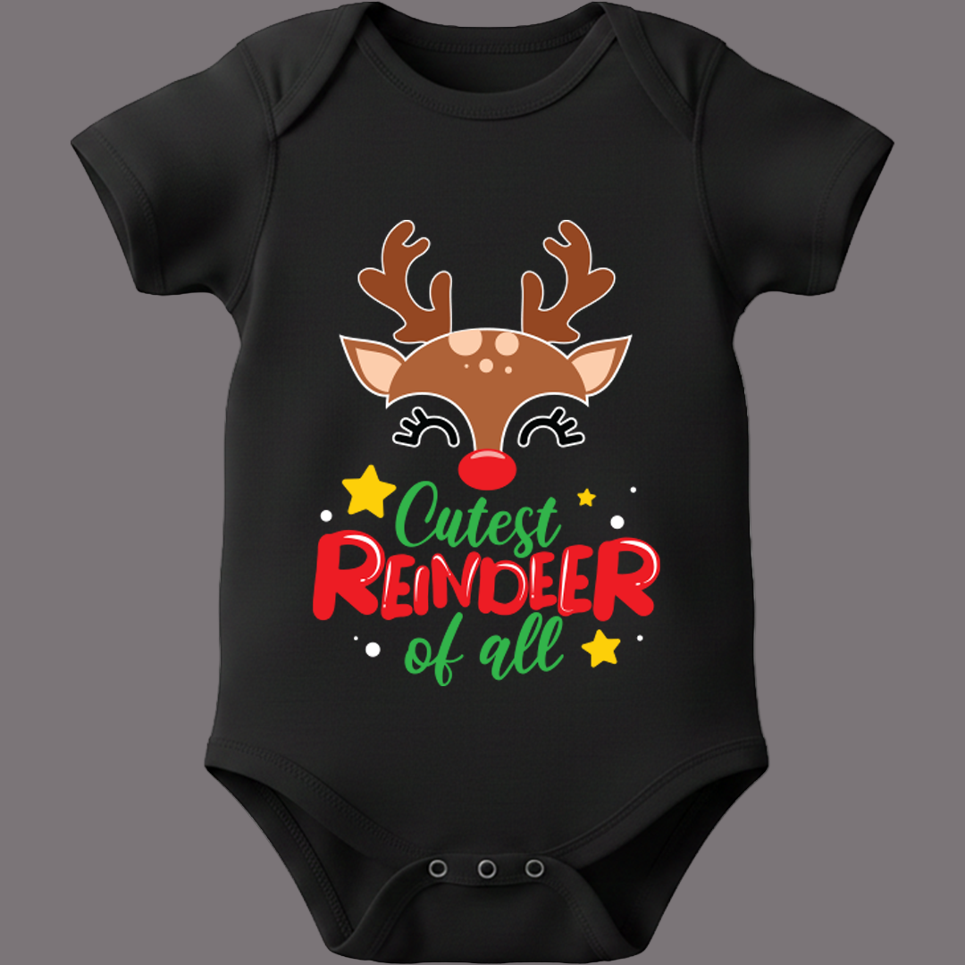 Infant red Reindeer Antler Headband Romper | Cutest Reindeer of all | Red Romper | Christmas Romper