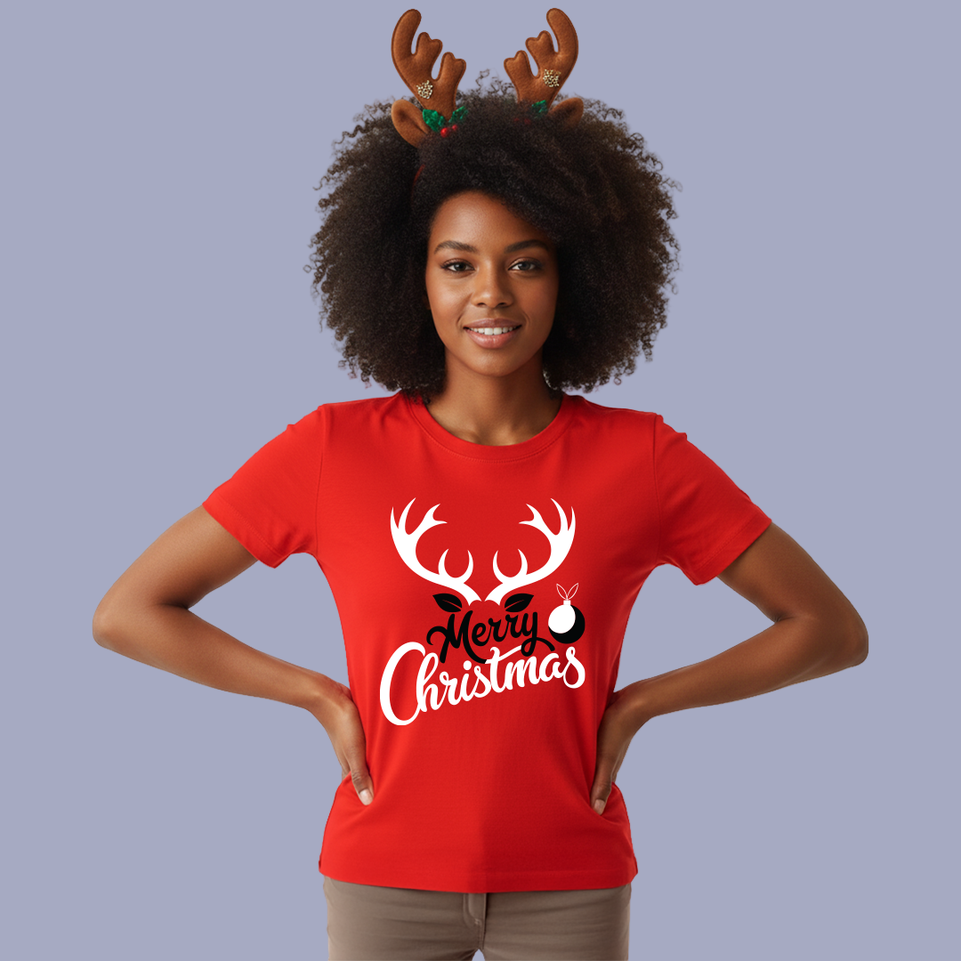 Merry Christmas Antler  T-shirts for Family | Antler T-shirts | Christmas T-shirts