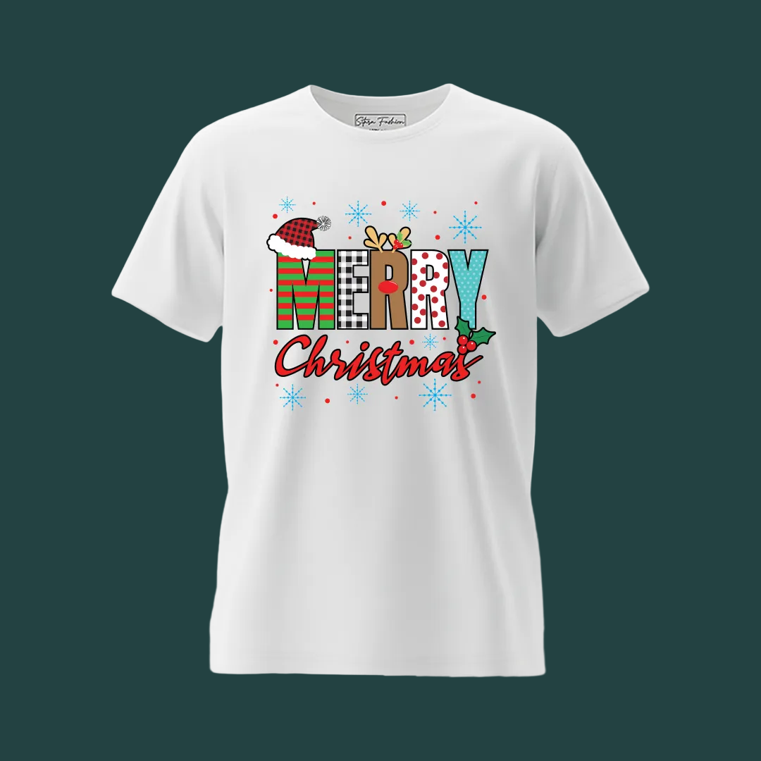 Family Christmas Outfit - Red Merry Christmas Graphic Shirt for Parents  Kids & Rompers