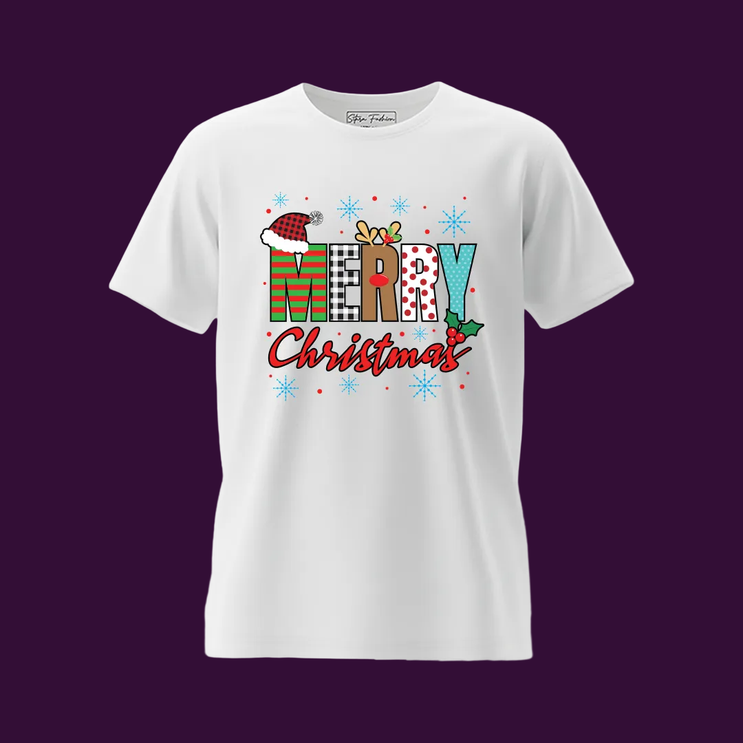 Family Christmas Outfit - Red Merry Christmas Graphic Shirt for Parents  Kids & Rompers
