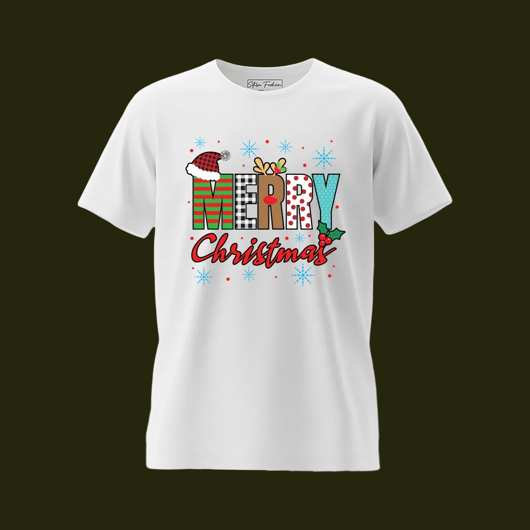 Family Christmas Outfit - Red Merry Christmas Graphic Shirt for Parents  Kids & Rompers