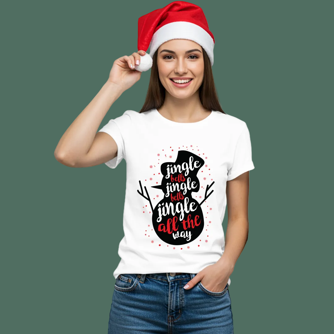 Red Christmas Family Tees  Snowman "Jingle Bells" Theme