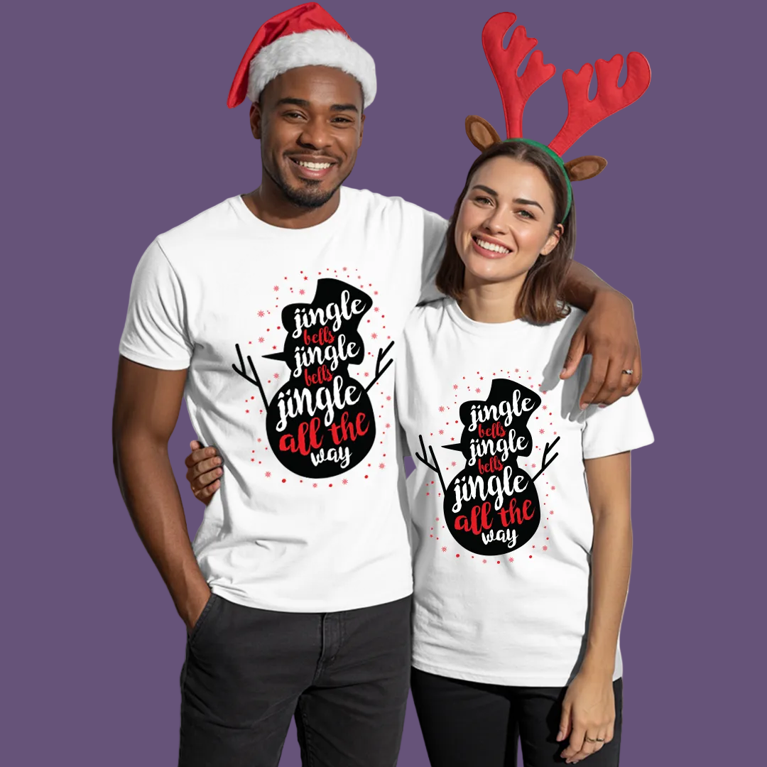 Red Christmas Family Tees  Snowman "Jingle Bells" Theme