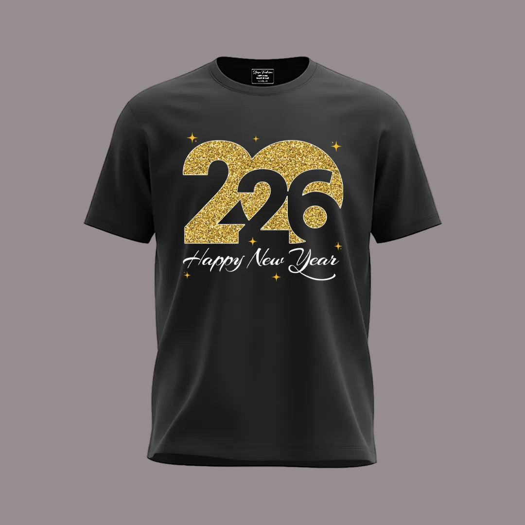 Matching Family New Year 2026 T-Shirts | Gold Glitter Year Graphic Tees | Custom New Year’s Eve Party T-shirts for Rompers, Kids and Adults