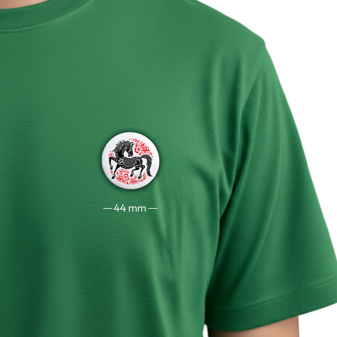 Chinese New Year Horse Special Badge - Year of the Horse Pin Button - Available in 44mm, 56mm, 58mm