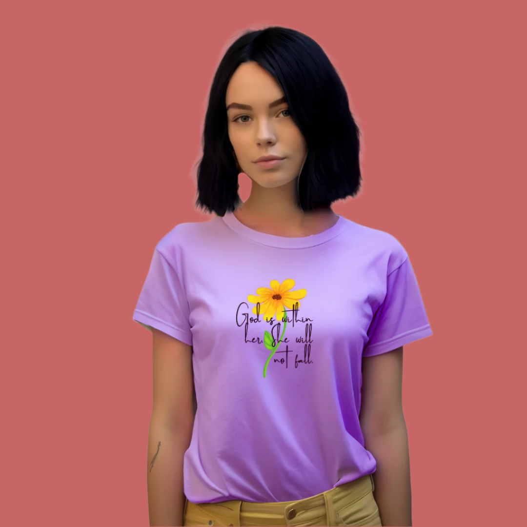 Inspirational Sunflower Graphic T-Shirt, Spring Short Sleeve for Women's