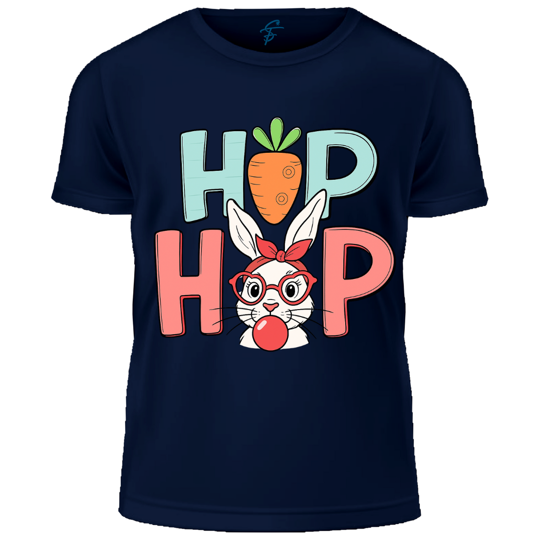 Easter Bunny Graphic T-Shirt, Hip Hop Design, 100% Cotton, Short Sleeve