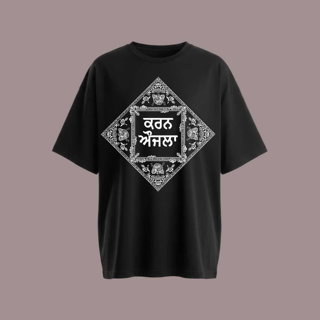 Karan Aujla Black & White Bandana Punjabi