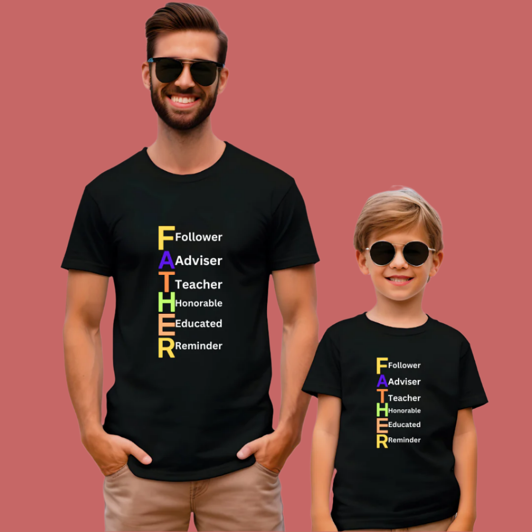 Parent-Child Graphic Print, Father's Day Matching T-Shirts